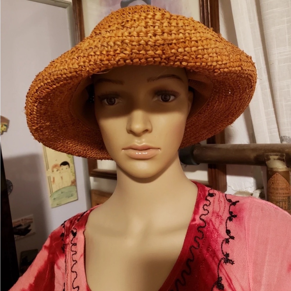 Orange Woven Sun Hat